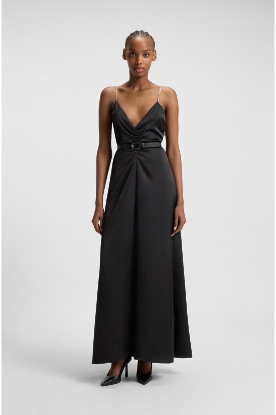 Γυναικείο Hugo μακρύ φόρεμα Regular Fit Kebera-1-Μαύρο